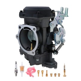 SVKZGFZ CV40 Carburetor & Idle Mixture Screw, for HD Sportster XL 883 1200 Softail Touring Dyna FXR Road King CV 40MM Carb 27421-99C (with Fuel Filter + Spark Plug + Jets)