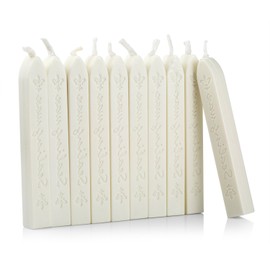 Mceal Sealing Wax Stick with Wick Flower De Luce of France Retro 10 Pieces Pack(Off White)