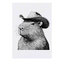 'Cowboy Capybara ' Temporary Tattoo - Water Resistant, Skin-Safe, Non-Toxic Transfer (TO00081033)