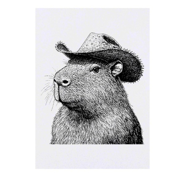 'Cowboy Capybara ' Temporary Tattoo - Water Resistant, Skin-Safe, Non-Toxic