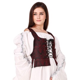 ThePirateDressing Disfraz medieval de brocado para mujer, estilo pirata, campesino, renacentista, corsé, corsé, corpiño, brocado mediano (tela # 49)