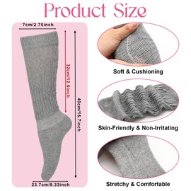 CIATBYYJ 2Pairs Soft Scrunch Socks for Women, Cozy Crew Slouch Socks Cute Frilly Socks, Spring Winter Long Boot Socks for Women Ladies (Size 6-12)(Black/Grey)(Black&Grey)
