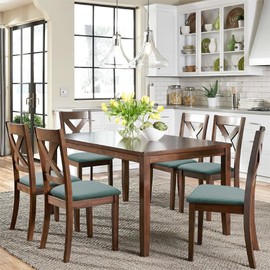 Fuloon Waterproof Seat Cushion Covers 6 PCS, Stretch Jacquard Chair Seat Covers Washable Dining Room Chair Slipcovers Removable Kitchen Cushion Protector (6, Waterproof-Dark Green)