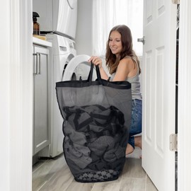 Goodpick Laundry Basket with Wheels, 100L Rolling Laundry Hamper with Lid Clothes Hampers for Laundry with Removable Wash Bag Large Clothes Basket for Bedroom, Bathroom, Black