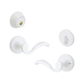 FPL Bordeaux Passage Right Hand Lever Set and Atlantis Deadbolt - White Powder Coat (WPC)