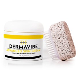 Premium 40% Urea Cream For Feet - Made In USA - Maximum Strength with Pumice Stone & Brush | Tested by Doctors | Intense Moisturizer & Corn, Callus and Dead Skin Remover, Dermavibe by DOCTOR'S INC.