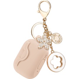 VOTILE Secure Lock Case for AirPods Pro 2 with Cute Bling Keychain - Silicone Protective Cover for 2nd Gen AirPods Pro for Women & Girls - Milk Tea