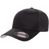 Flexfit 6277 Wooly Combed Athletic Baseball Fitted Hat Cap Black