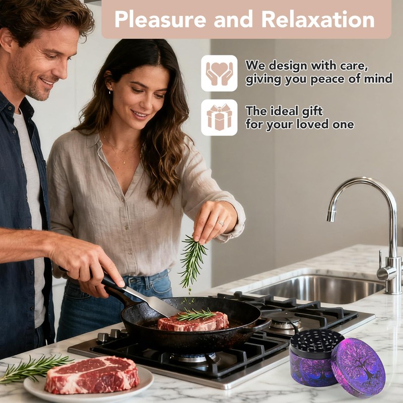 Grinder Herb Large, 63mm, 4 Piece Purple Grinder with 40
