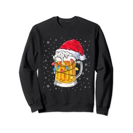 Funny Christmas Santa Light Santa Beer Mug Reindeer Sweatshirt