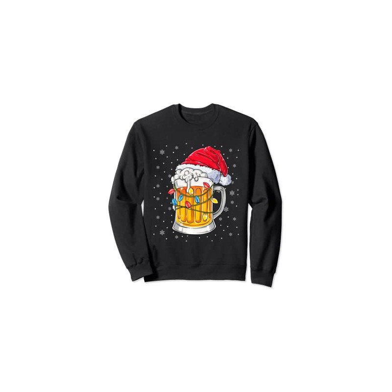 Funny Christmas Santa Light Santa Beer Mug Reindeer Sweatshirt