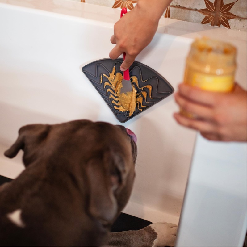 Messy Mutts Silicone Triangle Licking Mat with Suction | Interactive