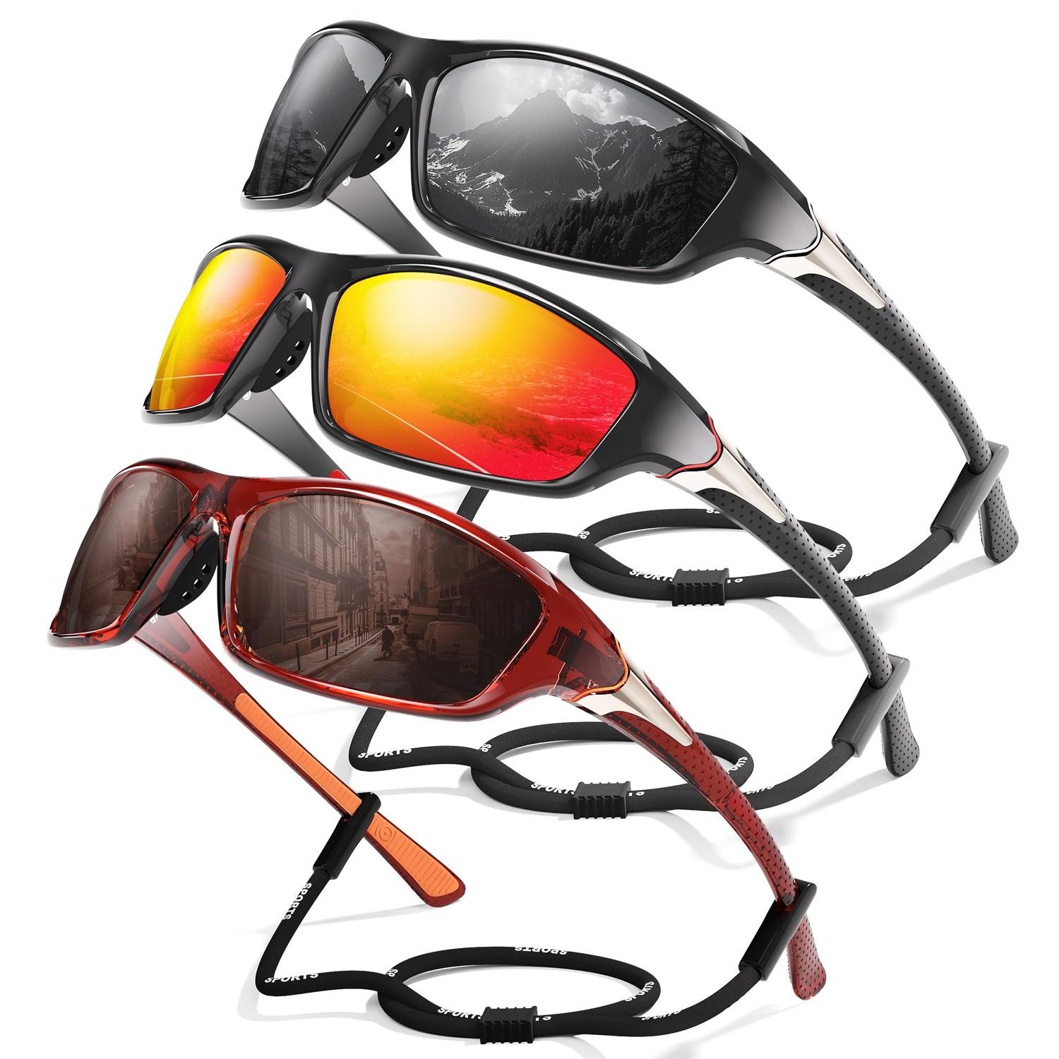 Lunettes De Sport Polarisées Kapvoe UV400 - Multicolore, Pour Cyclisme, Course, Pêche