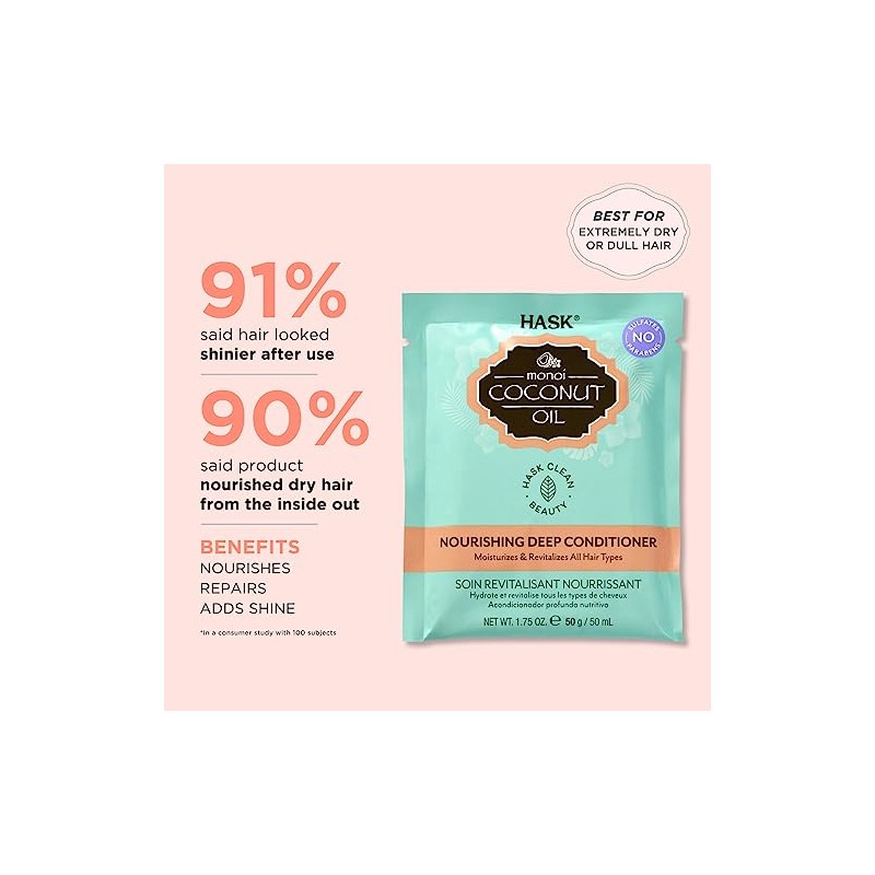 Hask Monoi Coconut Oil Nourishing Deep Conditioning Treatment Packet, 1.75