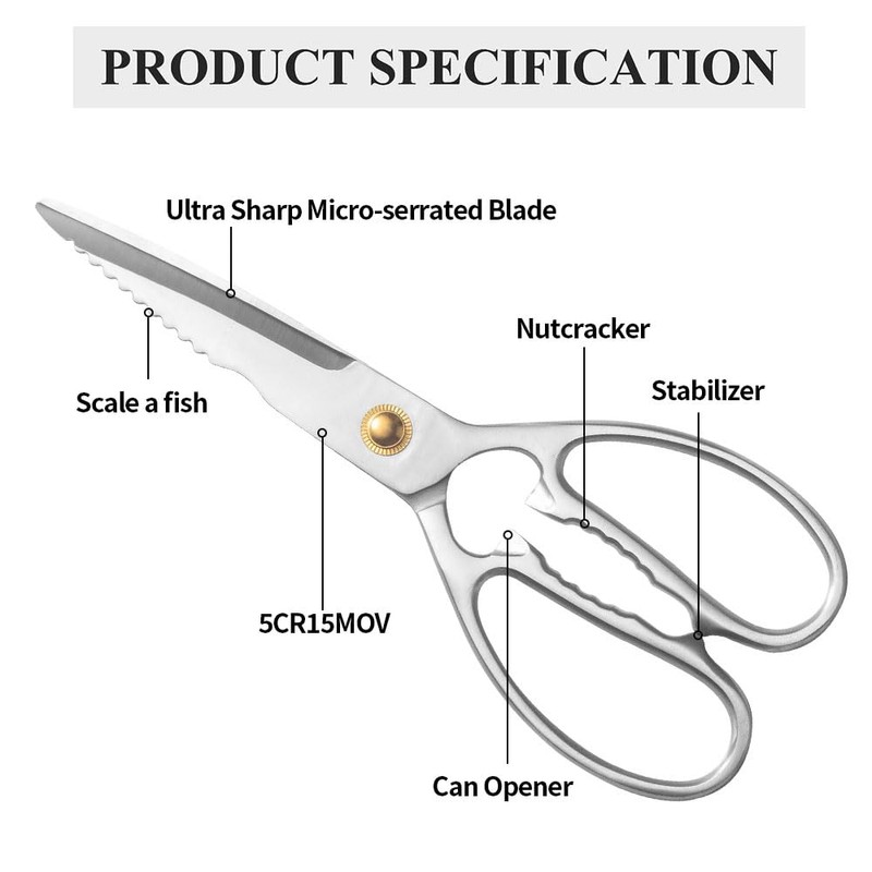 ELephas PLus Professional Kitchen Scissors - Cutting Food Tools -