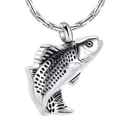 Cremation Jewelry for Ashes Stainless Steel Fish Shape Design Memorial Urn Necklace Keepsake Jewelry Gift Men Women Multifunction Necklace