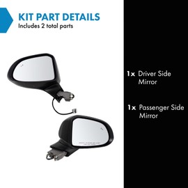 TRQ Driver & Passenger Side Power Mirror Set Paint to Match Without Heat Compatible with 2019-2020 Hyundai Santa Fe HY1320262 HY1321262