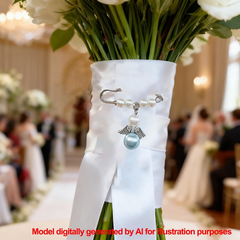 Honaer Something Blue Angel Charm for Bride to Be, Bridal