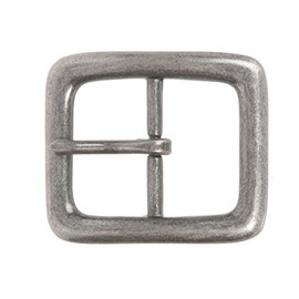 1 3/8" (35 mm) Nickel Free Single Prong Rectangular Center Bar Belt Buckle, Antique Silver