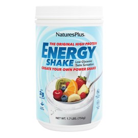 Natures Plus Energy Shake - 1.7 lb - 16 Grams of Plant-Based Protein Per Serving - Contains Digestion-Supporting Enzymes - No Added Sugar - Non-GMO, Vegetarian, Gluten Free - 28 Servings