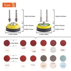 Tshya 240pcs 2inch Sanding Discs Pad Variety Kit for Drill Grinder Rotary Tools Attachment with 2Pcs 1/8"&1/4" Shank Backer Plate, Sanding Pads Includes 80-3000 Grit