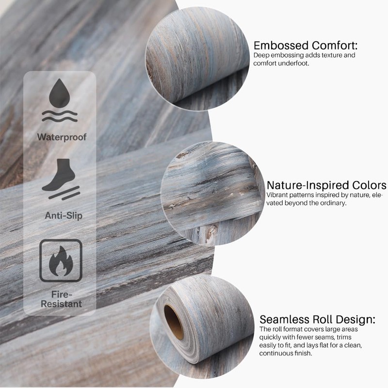 Peel and Stick Vinyl Flooring - 11.8" X 118" Nature-Inspired