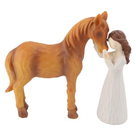 Horse Gifts for Girls Women, Girl Embraces Horse Figurine, Sculpted Hand-Painted Resin Horse Statues Decor, Horse Figurine Gifts for Women, Girls, Horse Lovers