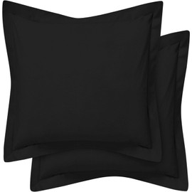 Comfort Beddings Heavy Quality600 Thread Count 100% Egyptian Cotton Oxford Pillow Cases Pack Of 2 - Black (Square/Continental (60cm x 60cm)