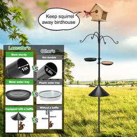 93Inch Bird Feeding Station,Heavy Duty Bird Feeder Pole House Stand Mount Kit with Squirrel Proof Baffle,Adjustable Buddy Poles for Outdoors Hanging.