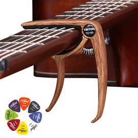 U-NEST Multi-functional Guitar Capotast, One-touch Type, Zinc Alloy, Ultra Lightweight, Quick Change, Adjustable, Bridge Pin Removal Function, For Acoustic Acoustic Electric Guitar, Ukulele, 2 Picks,
