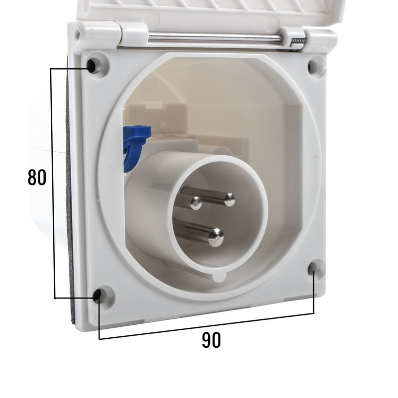 wamovo CEE Outdoor Socket Silver Splash-Protected IP 44 200-250 V,