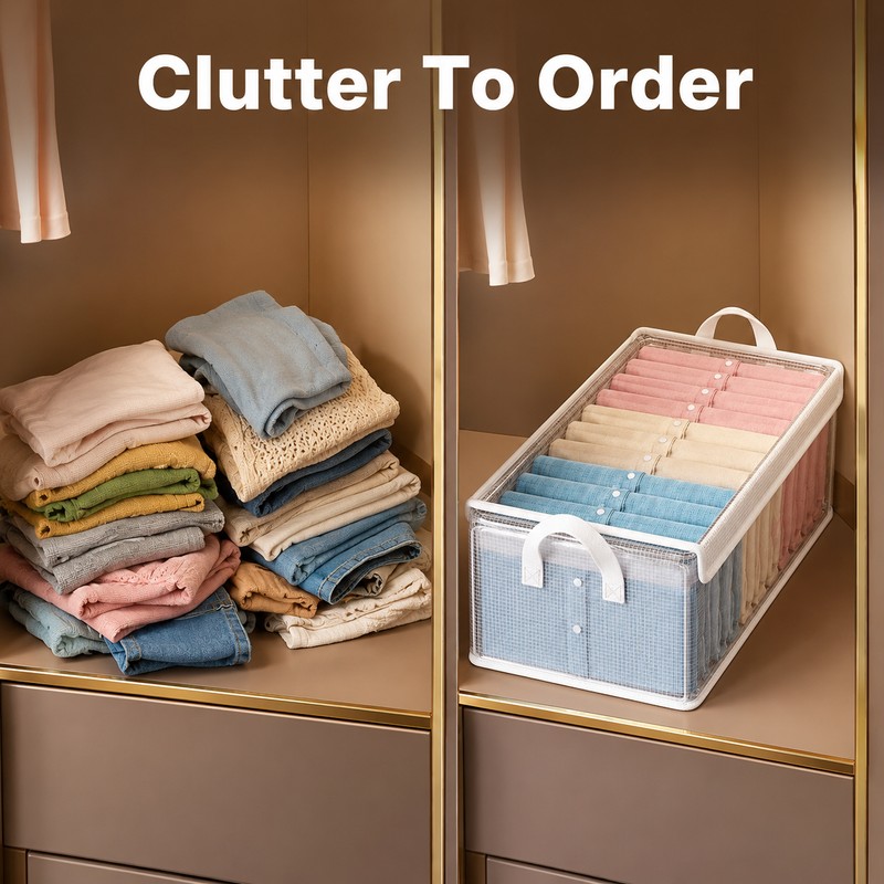 Foldable PVC Storage Box for Clothes - Transparent Dust-Resistant Organizer