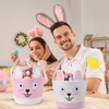 Zopeal 2 Pcs Pink Easter Baskets Woven Rope Bunny Gifts