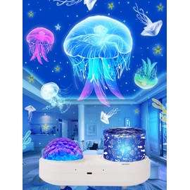 Ocean Wave Projector Night Light for Kids Bedroom - 10 Color Ocean Waves + 6 Films, 360 Rotation Timer for Kids, Baby Girls, Birthday, Christmas, Gifts, Ceiling, Room Decor