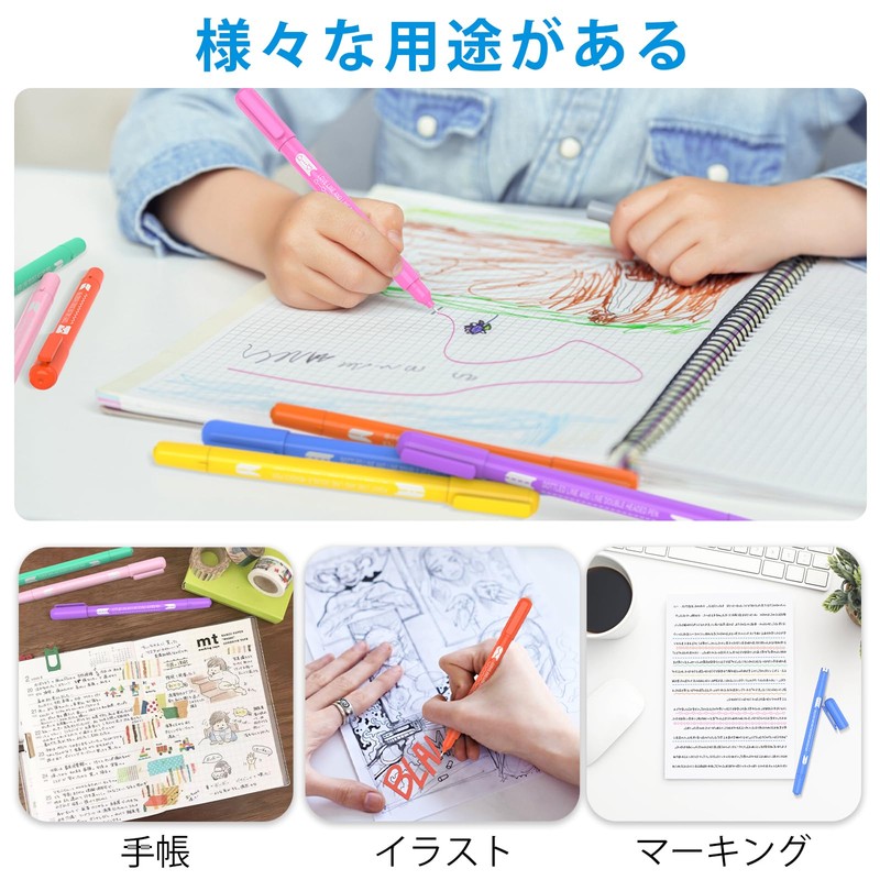 Aechy Curve Pen, Water-Based Pen, Highlighter, Fine Point, Flower Pattern,