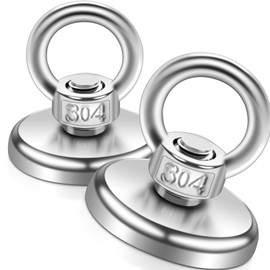 Magnets Extra Strong Large, 36 mm Magnetic Fishing Magnet with Hole, Pack of 2 Neodymium Magnets, Extra Strong with Lifting Rings and Screws for Magnetic Fishing, Camping, Industry Magnets, Cruise