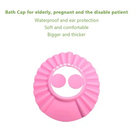 Kangwell Shower Cap Bathing Cap | with Earshield Soft Adjustable Visor Hat Safe Shampoo Shower Bathing Protection Bath Cap for Elderly, Pregnant and the Disable Patient (BLUE)