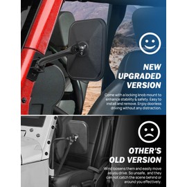 JOYTUTUS Mirrors Doors Off Compatible with Wrangler TJ JK JKU 1997-2018, Easy-Install Quick Release Side View Mirrors, No Vibrate & Wobble, Not Fit Doors On