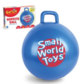 Small World Toys Hippity Hop Balls for Kids, 18" Gertie Hoppity Bouncy Ball with Handle, Sit and Bounce Jumping Ball for Kids, Inflatable Hopper Ball Toddler Outdoor Toys for Boys and Girls