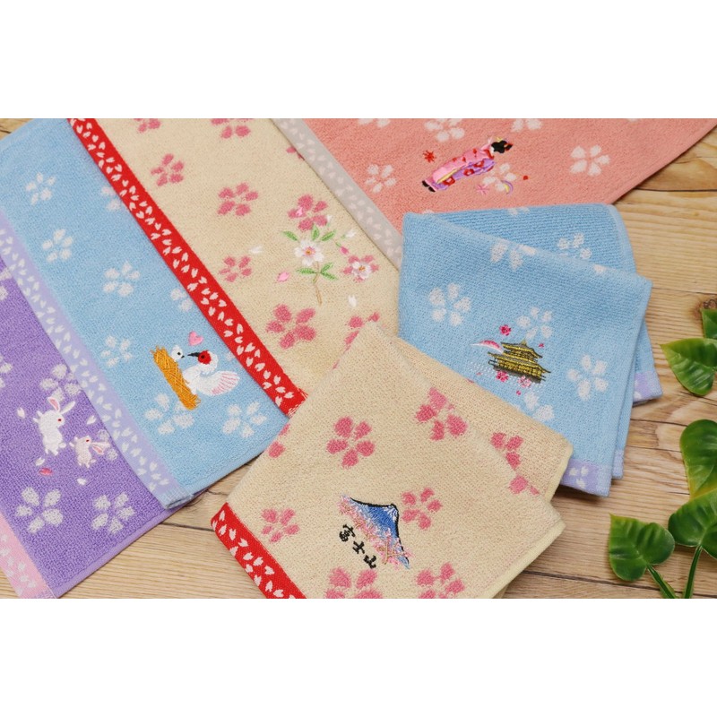 Keisui Japanese Goods Towel Handkerchief Seiyan Embroidery Rabbit Parent and