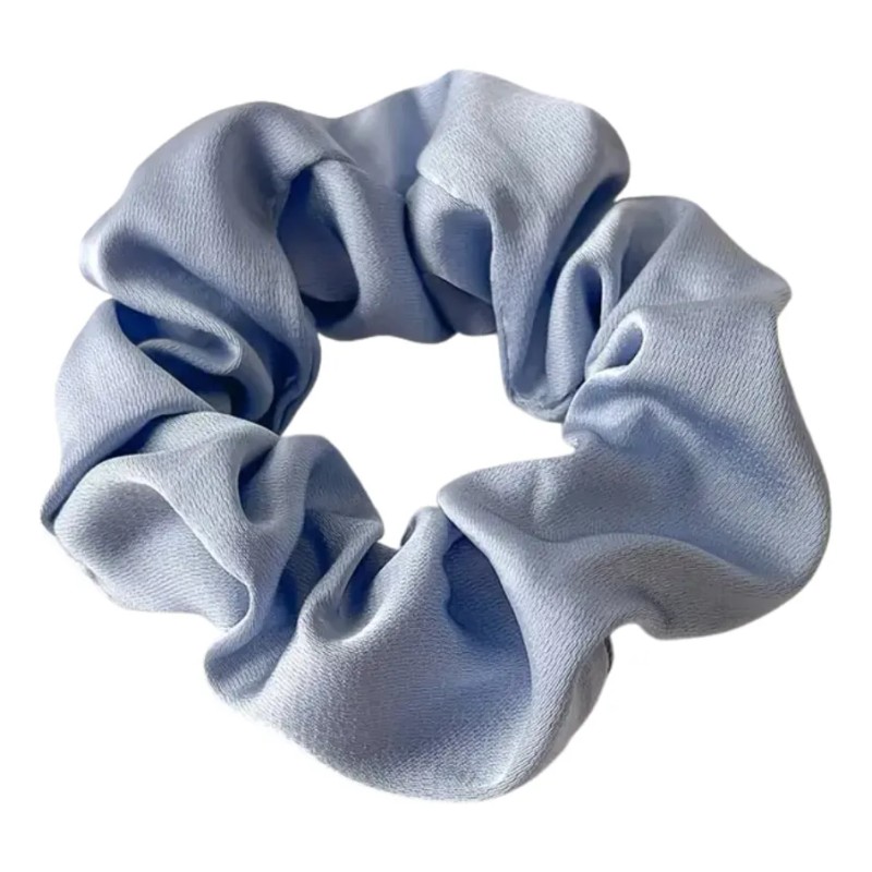 Pack 8 Scrunchie Satin Azul Cielo Liga Elástica Mujer Moda