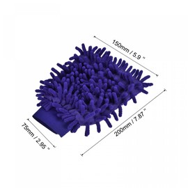 sourcing map Microfiber Chenille Mitts Reusable Scratch-Free Cleaning Gloves Wash Sponge for Home Kitchen, Dark Blue