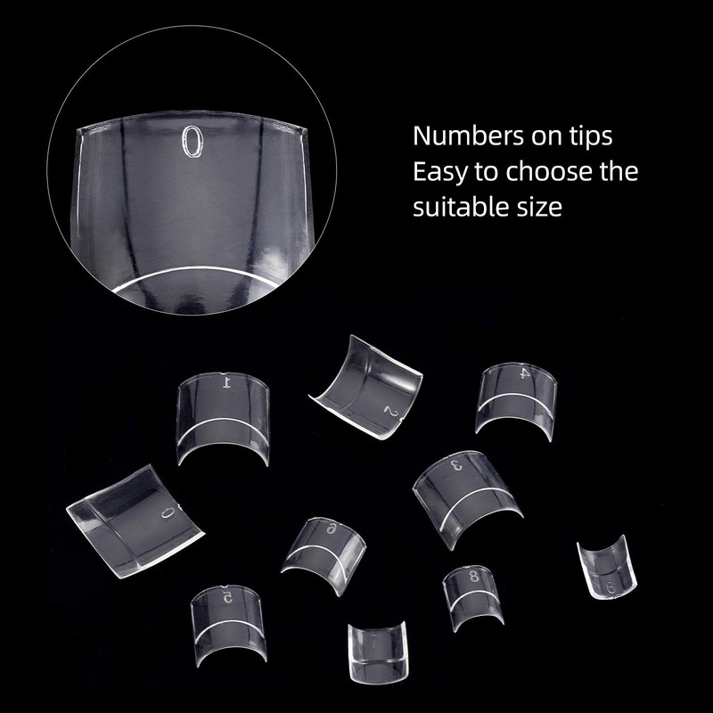 Square Nail Tips Half Cover 500Pcs Clear Acrylic Nails French