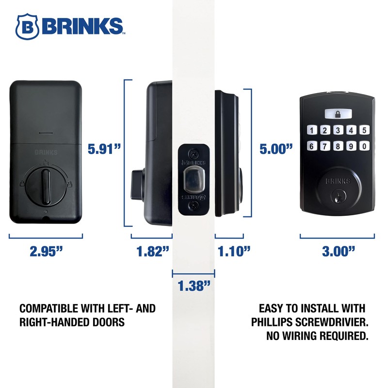 BRINKS Security Door Locks, High-Security Keyless Entry, Smart Electronic Door