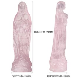 Rockcloud Healing Crystal Stone Rose Quartz Virgin Mary Figurine Religious Ornament Our Lady Sculpture Reiki Blessed Gifts for Protection