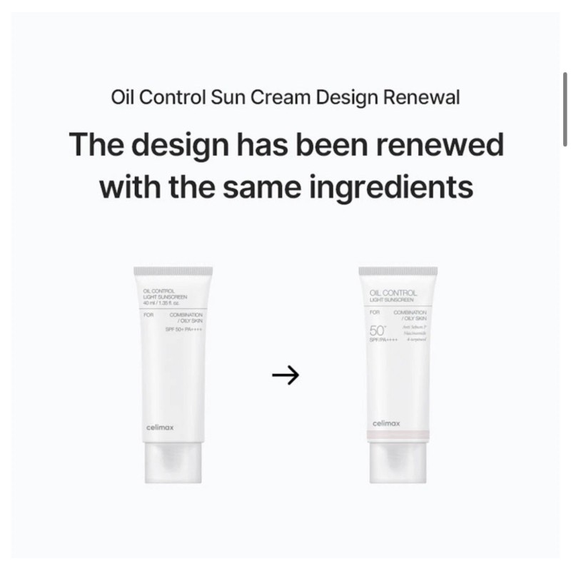 celimax Oil Control Light Sunscreen 40ml. New without box