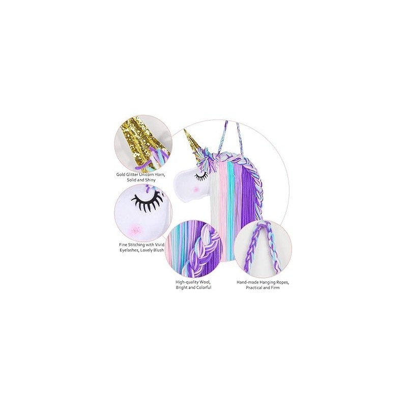 Unicorn Hair Clips Holder With Rainbow Yarn Tassels Hair Bows