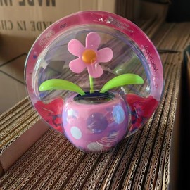Solar Dancing Solar Powered Dancing Pink Flower in Colorful Shape Flip Flap Animated Bobblehead Dancer Window Sun Catcher Car Dashboard Decor Solar Power Kits