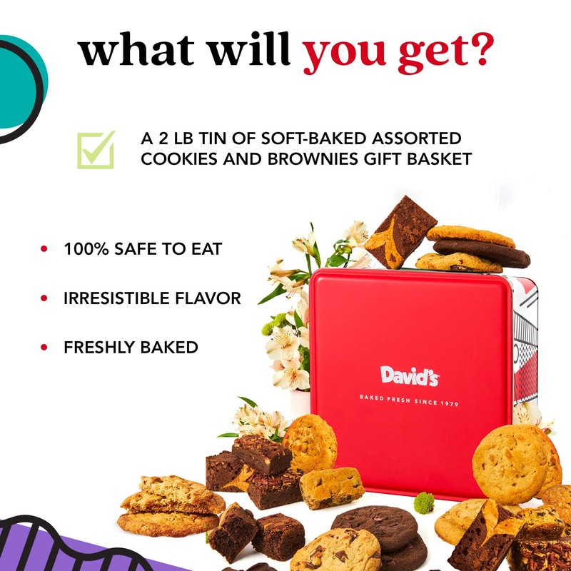 David’s Cookies Gourmet Assorted Cookies and Brownies Gift Basket -