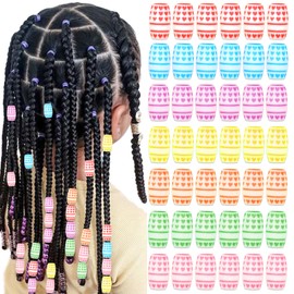 VENOFEN 50PCS Hair Beads for Braids Colorful Dreadlock Beads for Hair Cute Acrylic Hair Beads Braid Accessories Hair Decoration Accessories for Women and Girls (Colorful-7)